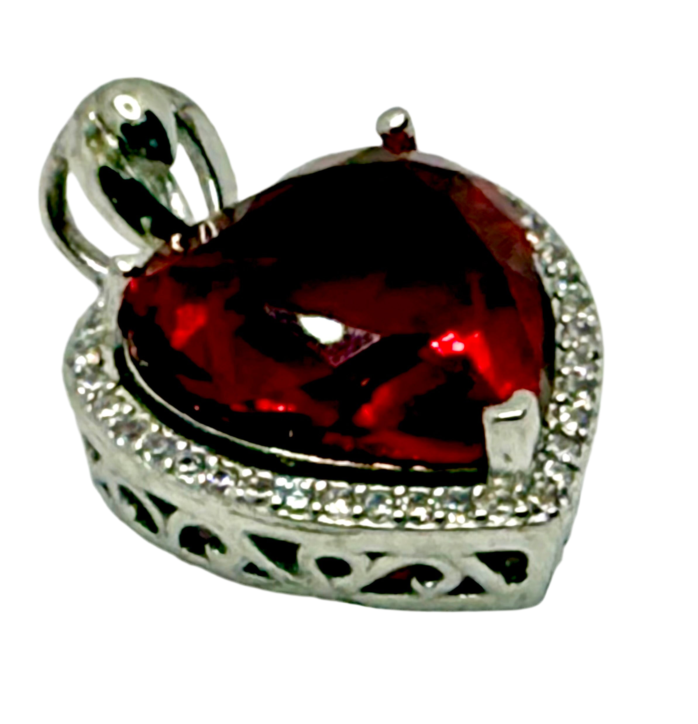 Stimulated ruby heart pendent