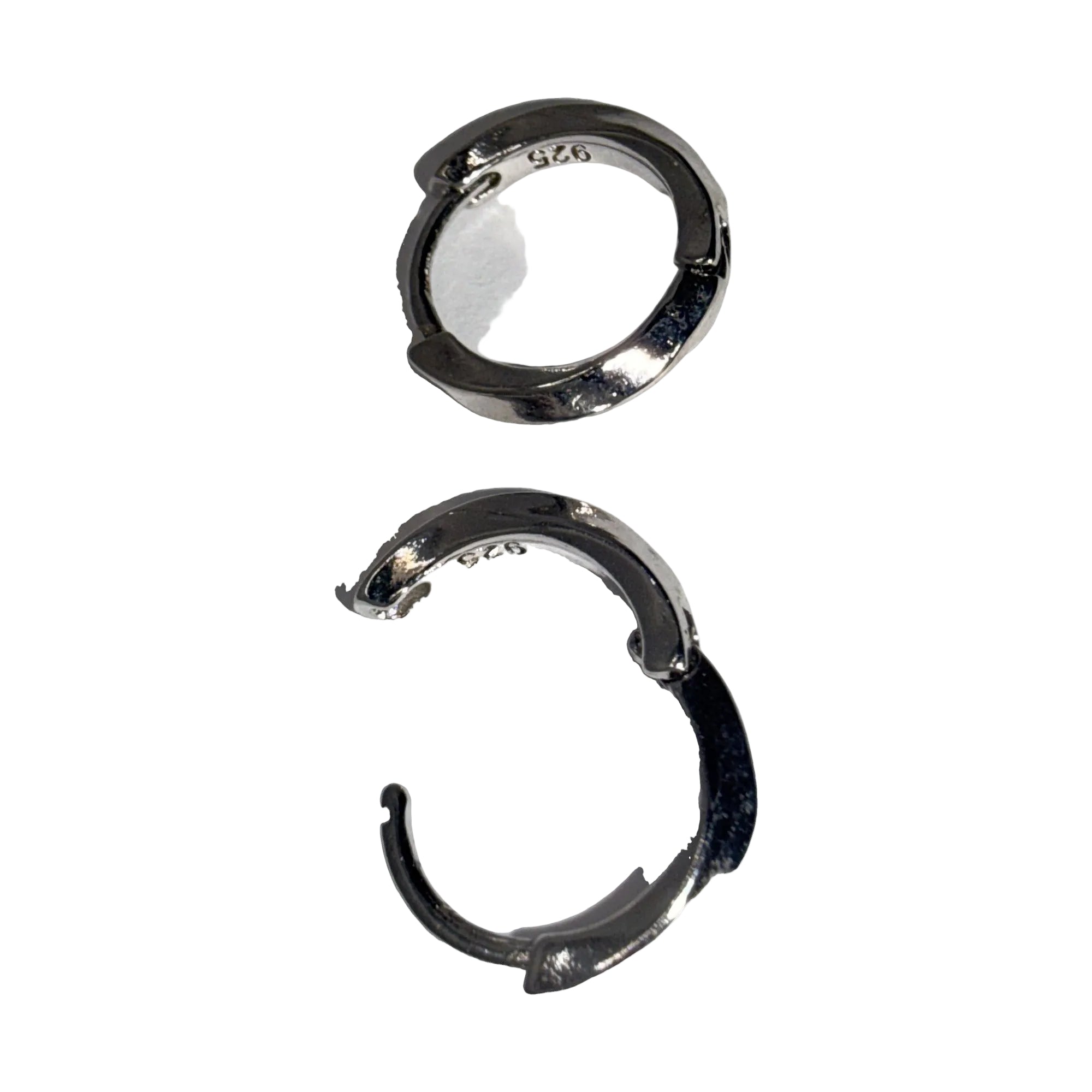 Small polished silver-tone slim huggie hoop earrings