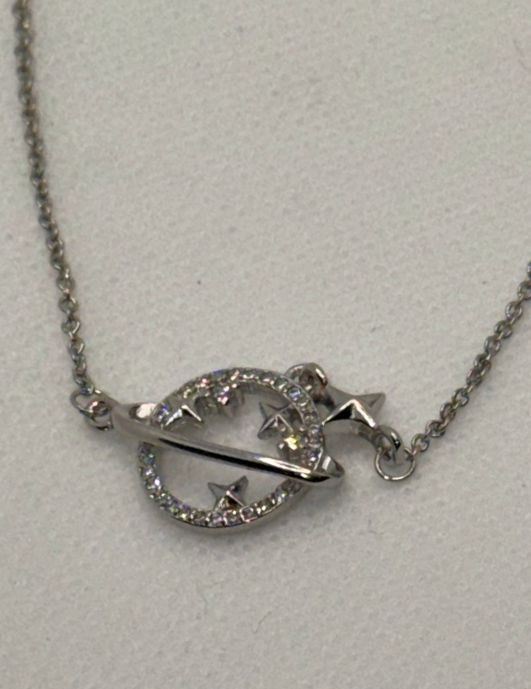 S925 Sterling Silver Planet Collection Star Zircon Pendant Necklace (40cm + 3.5cm) On Luxury Jewelry