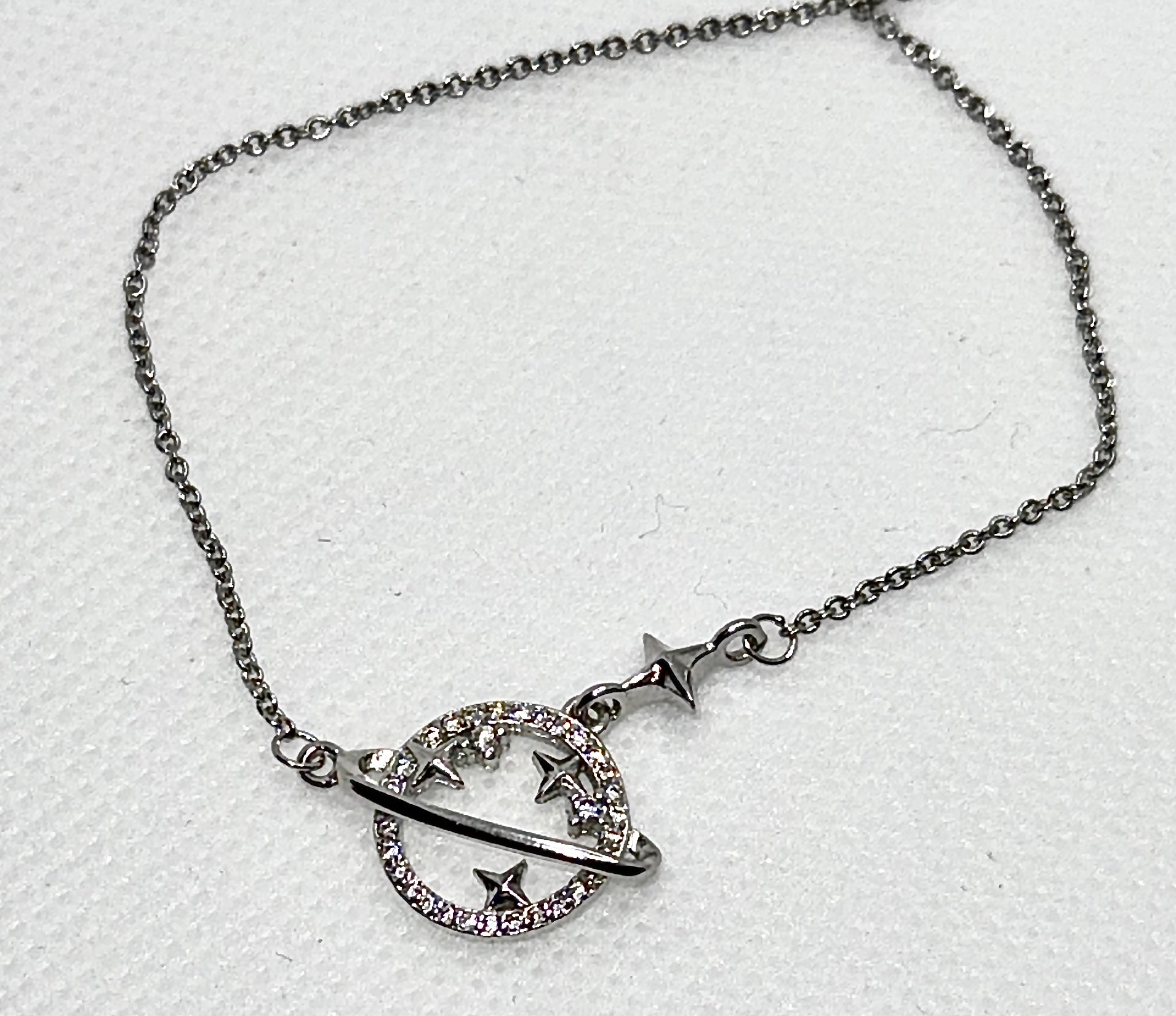 S925 Sterling Silver Planet Collection Star Zircon Pendant Necklace (40cm + 3.5cm) On Luxury Jewelry