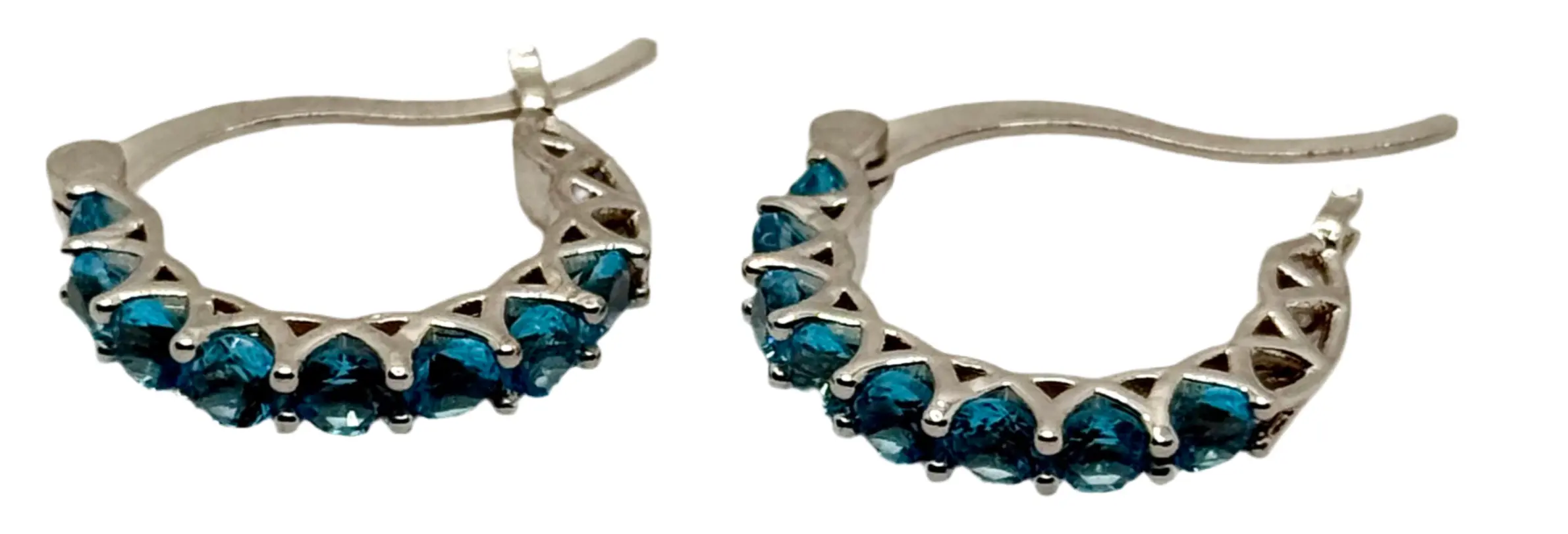 Fashion Hoop Earrings with Blue Topaz – Elegant Zirconia Accessories Generic