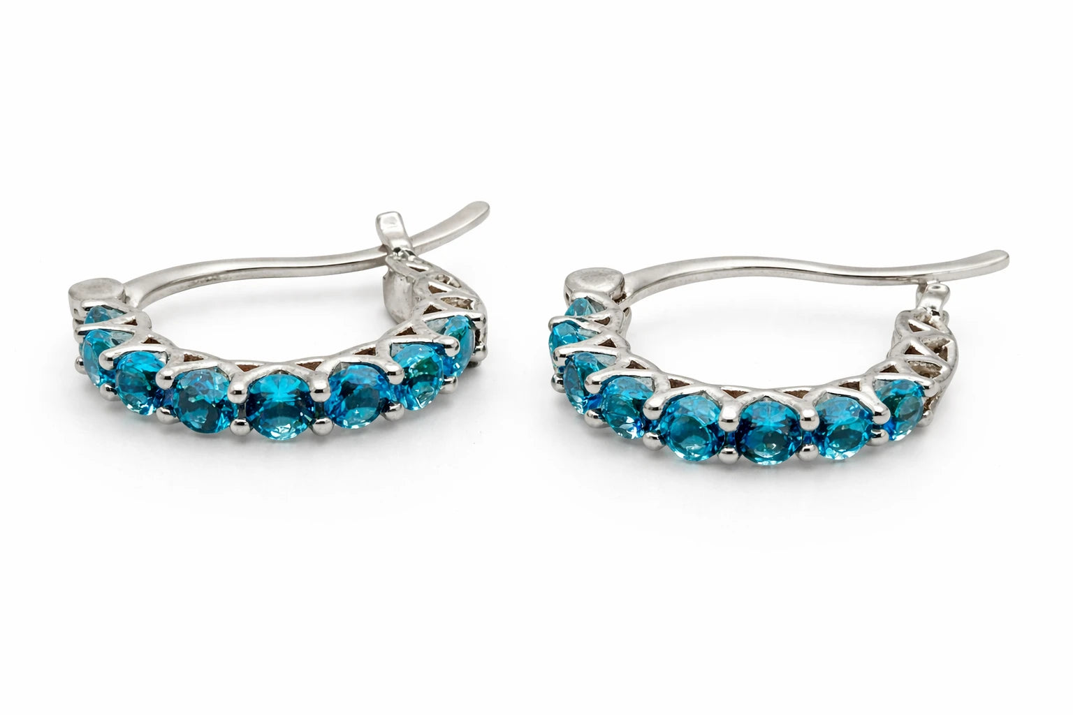 Fashion Hoop Earrings with Blue Topaz – Elegant Zirconia Accessories Trust Media 365   earring  TRUST 365 Media