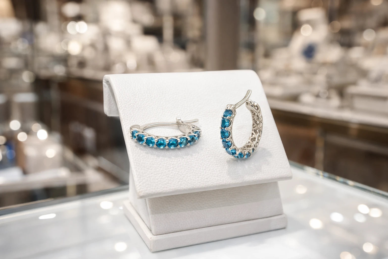 Fashion Hoop Earrings with Blue Topaz – Elegant Zirconia Accessories Trust Media 365   earring  TRUST 365 Media