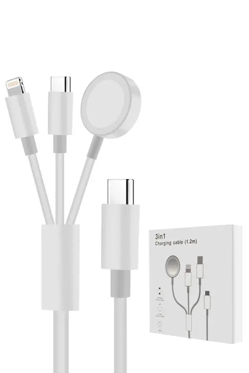 For 3-in-1 Cable: USB-C to Type C, Lightning, and iWatch Magnetic Wireless Charger Generic