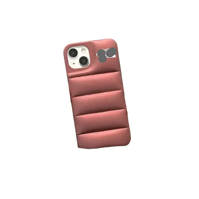 For Fashion Brand Down Jacket Phone Case For iPhone Coffee Copper Color Generic