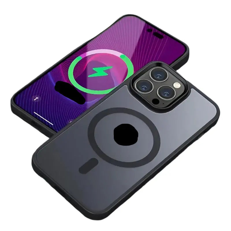 For Magnetic Luxury Matte Shockproof Translucent Armor Case For iPhone 15 14 Pro Max Plus Black Generic
