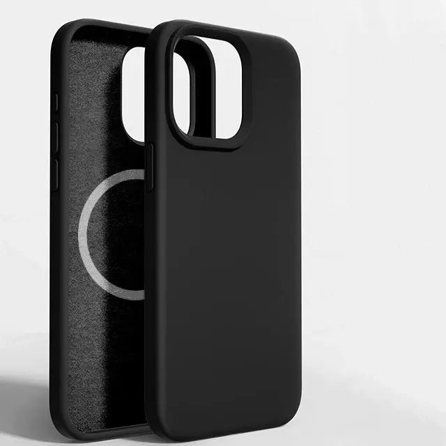 For Upgraded Magnetic Case For iPhone 15 12 Pro Max Wireless Charge Cases Liquid Silicone Phone Cover Black Generic
