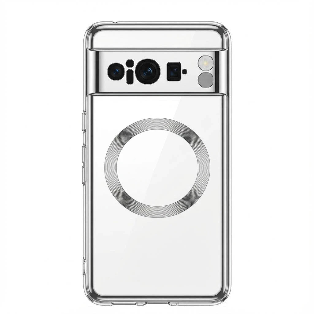 For google pixel cases Transparent Electroplating Soft Silicone Case Magnetic Wireless Charging Shockproof Back Cover Trust Media 365   google-pixel-8pro-case  TRUST 365 Media