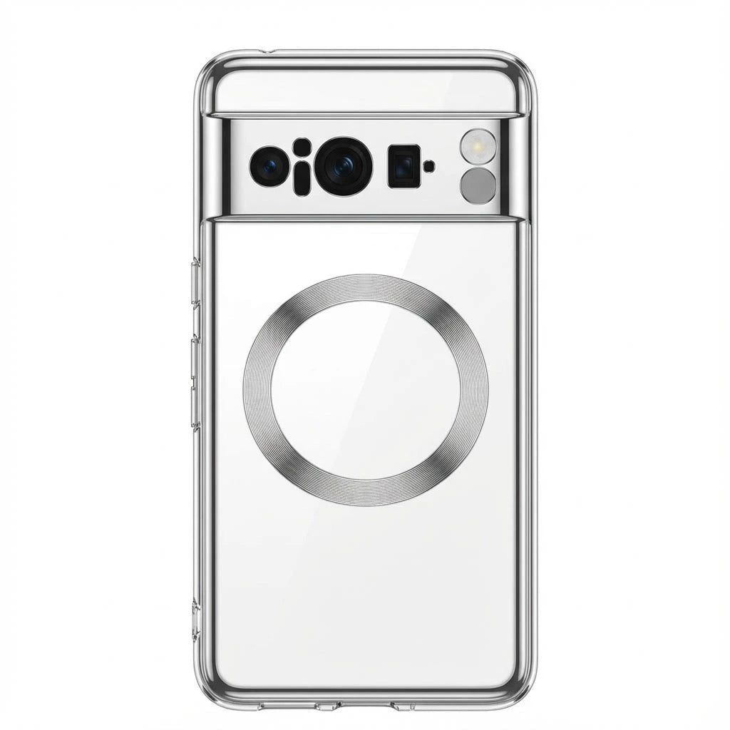 For google pixel cases Transparent Electroplating Soft Silicone Case Magnetic Wireless Charging Shockproof Back Cover Trust Media 365   google-pixel-8pro-case  TRUST 365 Media