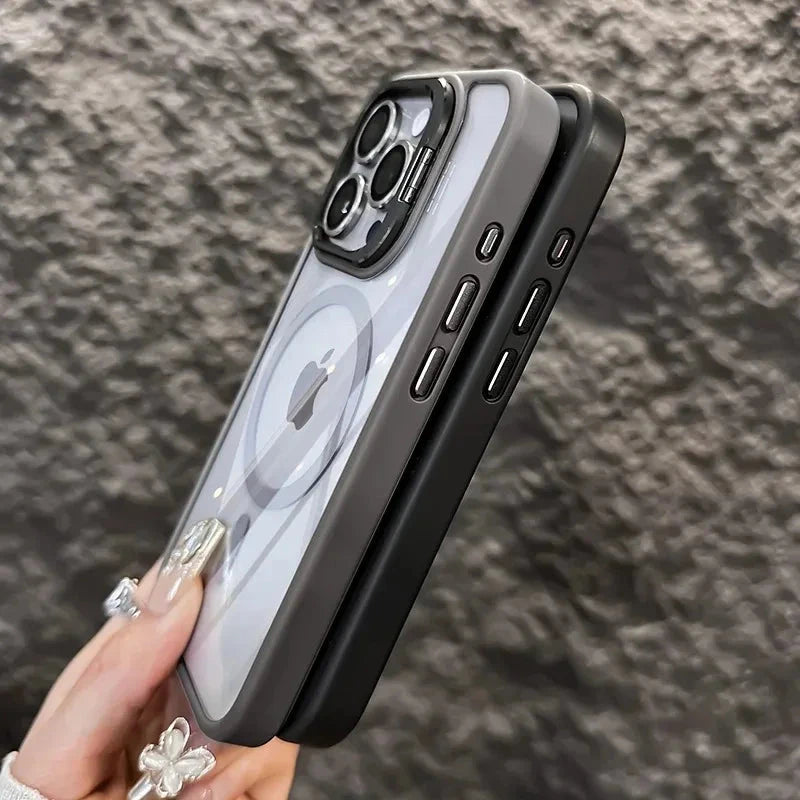 For iPhone 17 Case Luxury Magnetic Shockproof Phone Case For iPhone 16 17 15 14 13 12 11 Pro Max Funda For Magsafe Stand Glass Lens Protector Cover Perfect Stock   New  TRUST 365 Media