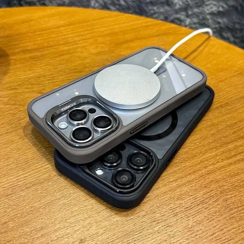 For iPhone 17 Case Luxury Magnetic Shockproof Phone Case For iPhone 16 17 15 14 13 12 11 Pro Max Funda For Magsafe Stand Glass Lens Protector Cover Perfect Stock   New  TRUST 365 Media