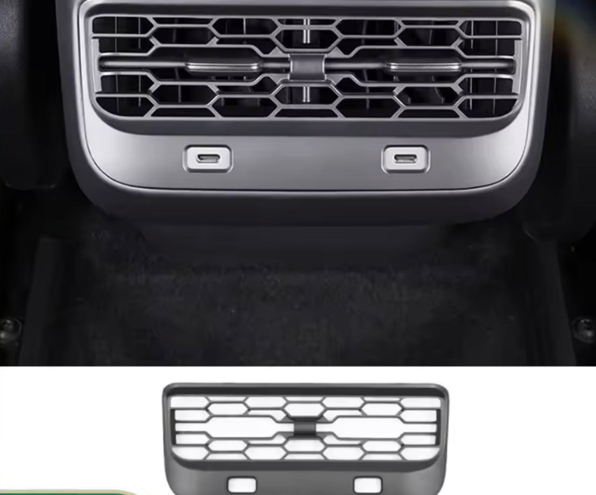 For Tesla Rear Air Vent Cover Model 3 Y Accessories Center Console Armrest Box Back Conditioner Outlet Filter Grille Protector