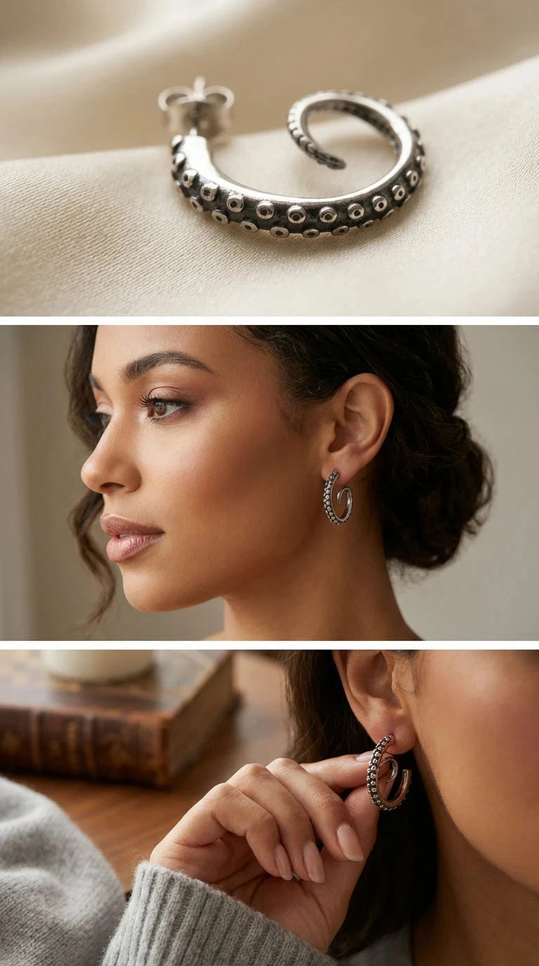 Gothic Earrings – Boho Punk Cuttlefish Design Trust Media 365   Jewlery  TRUST 365 Media