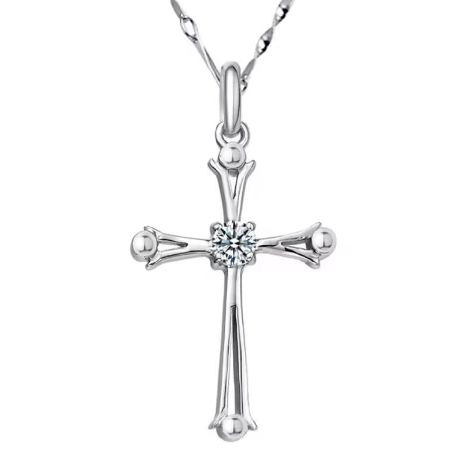 New Trendy 925 Sterling Silver Necklaces For Women Simple Personality Cross Pendant Jewelry Lady Anniversary Accessories Trust Media 365   Necklace