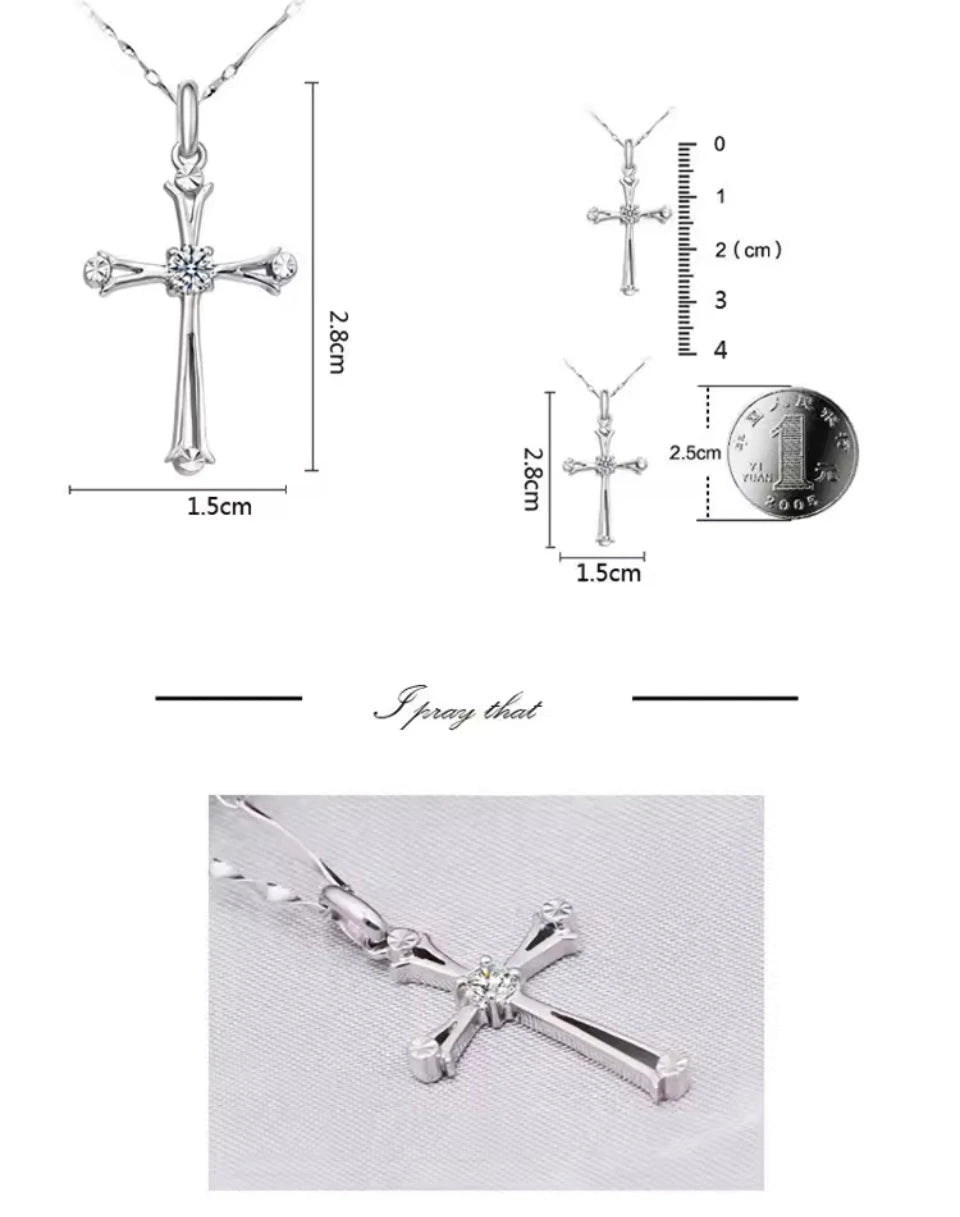 New Trendy 925 Sterling Silver Necklaces For Women Simple Personality Cross Pendant Jewelry Lady Anniversary Accessories Trust Media 365   Necklace