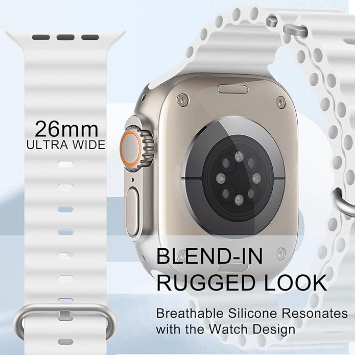 Ocean Silicone Sport Band For Apple Watch Ultra 2/Ultra Band 49mm 45mm 44mm 42mm for Men Women, Breathable Soft Waterproof Strap Trust Media 365   iwatch bands