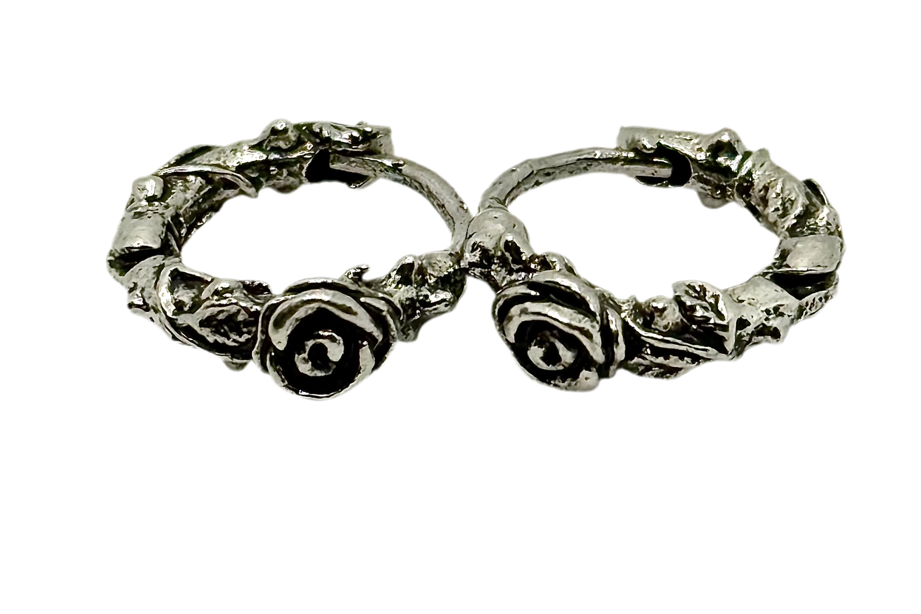 Retro Timbo Rose Hoop Earrings – Trendy 925 Sterling Silver Statement Generic