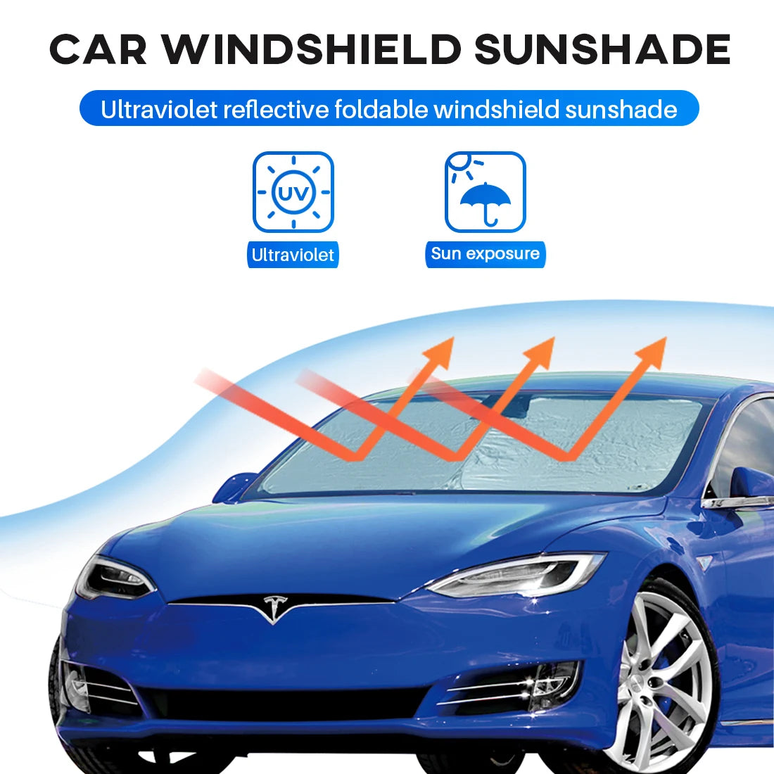 Car Windshield Sun Shade Covers Visors Front Window Sunscreen Protector Parasol Coche For Tesla Model 3 Y Sunshade Accessories