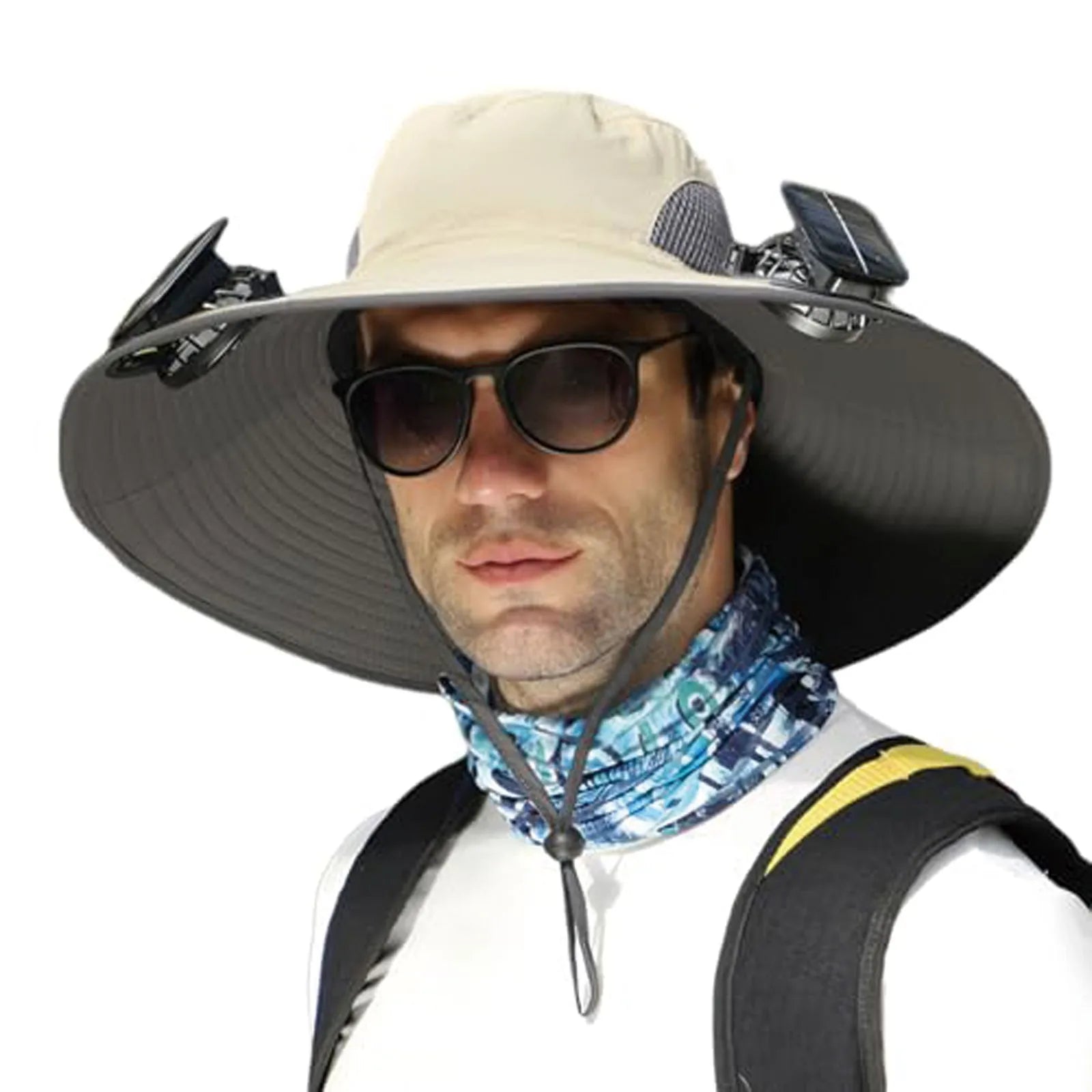 Swim Hat Men Outdoor Wide Brim Sun Hat With Solar Fan Wide Brim Solar Fan Outdoor Fishing Hat Solar USB Charging Desktop Visor