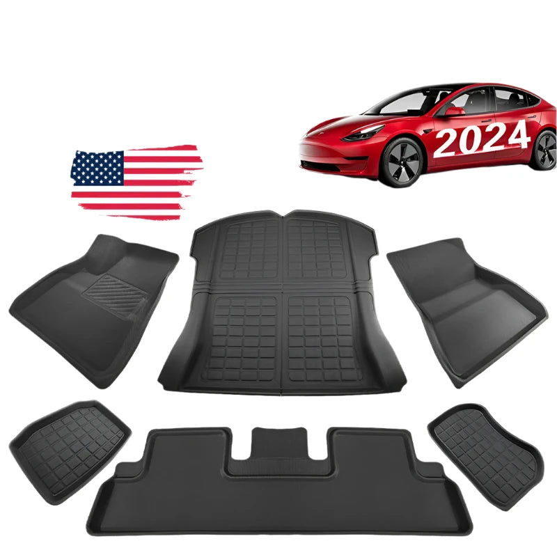 For Tesla Model Y 3 New Highland Floor Mat Trunk Luggage Mat LHD RHD 2017 to 2024 Left Right Rudder Four Seasons Floor Liner