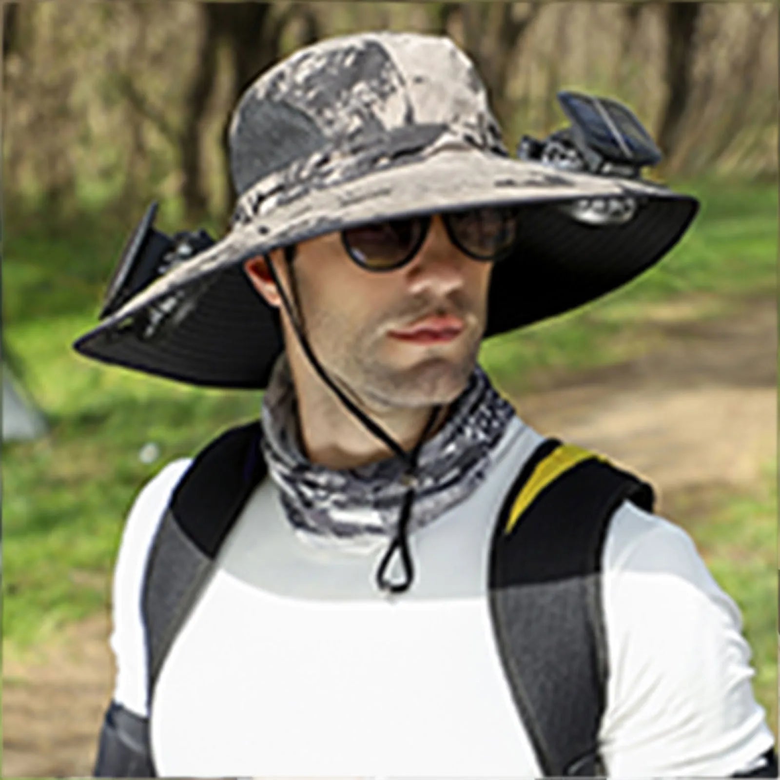 Swim Hat Men Outdoor Wide Brim Sun Hat With Solar Fan Wide Brim Solar Fan Outdoor Fishing Hat Solar USB Charging Desktop Visor