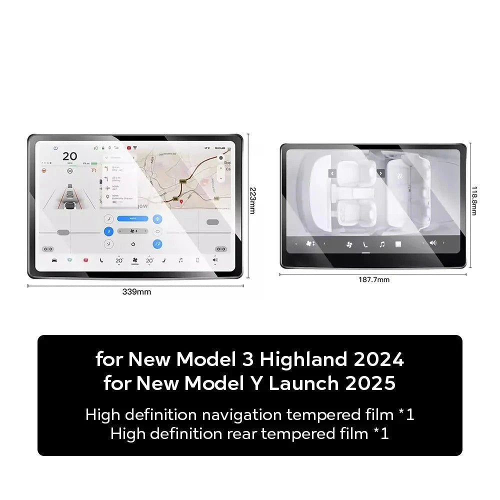 Tempered Glass Film Protector for New Tesla Model 3 Highland 2024 Model Y Launch Juniper 2025 Center Control Touch Screen TRUST 365 Media    tesla window sunscreen protector  TRUST 365 Media