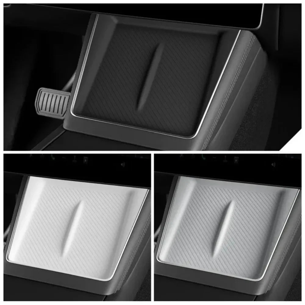 Wireless Charge Pad For Tesla Model Y LAUNCH 2025 Juniper Plaid Center Console Charging Station Mat Silicone Protector Anti-skid charging pad Trust Media 365   wireless charge pad tesla
