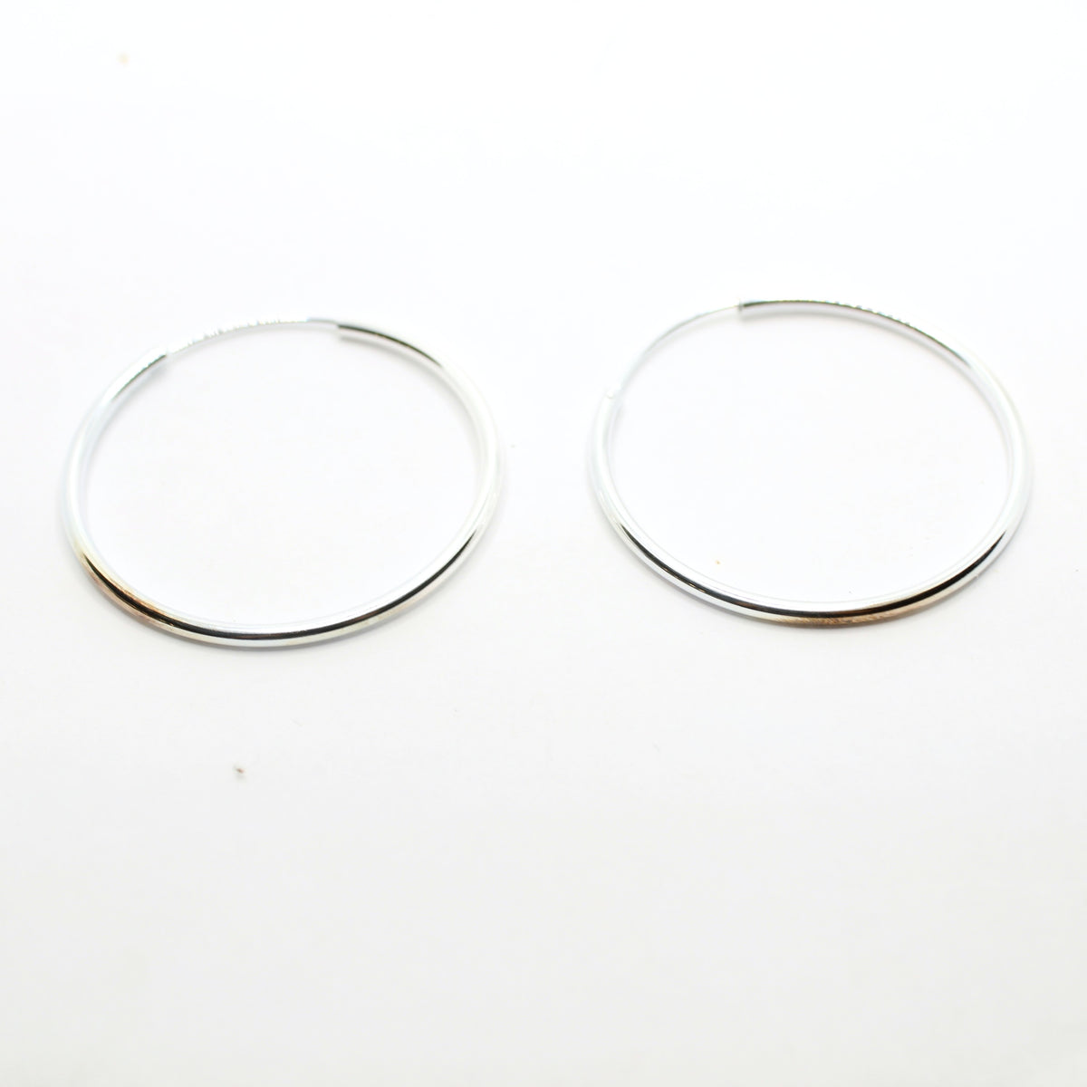 Thin Endless Hoop Earrings 40mm, Silver-Tone, 2mm Wire