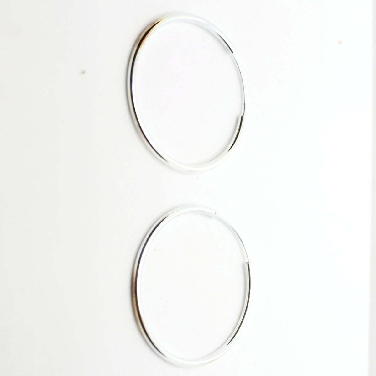 Thin Endless Hoop Earrings 40mm, Silver-Tone, 2mm Wire - view 2