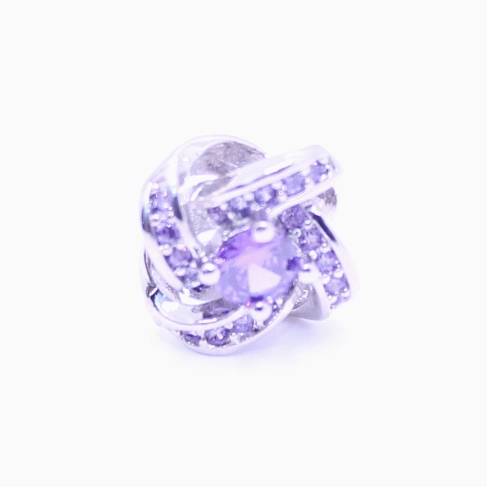 Purple Rhinestone Love Knot Stud Earrings, Silver-Tone, Post Backs - view 4