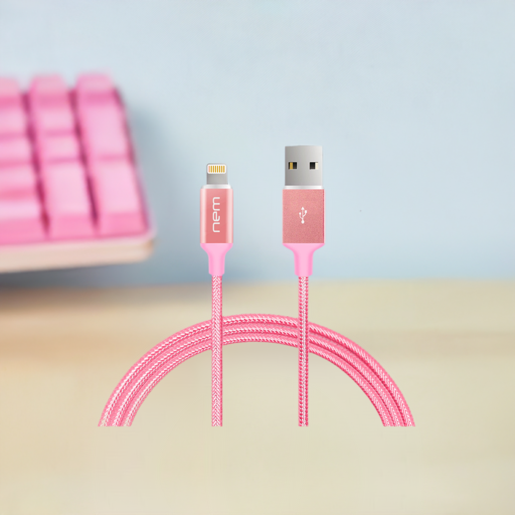 Apple MFi Certified Nylon Braided Lightning Cable 4Ft. RoseG