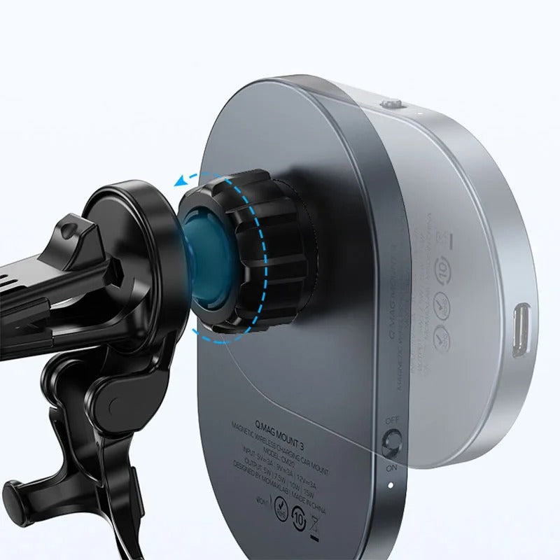 Experience Ultimate Convenience on the Go with our 15W Wireless Charging Magnet Car Mount – Say Goodbye to Cord Hassles and Keep Your Phone Charged Effortlessly!