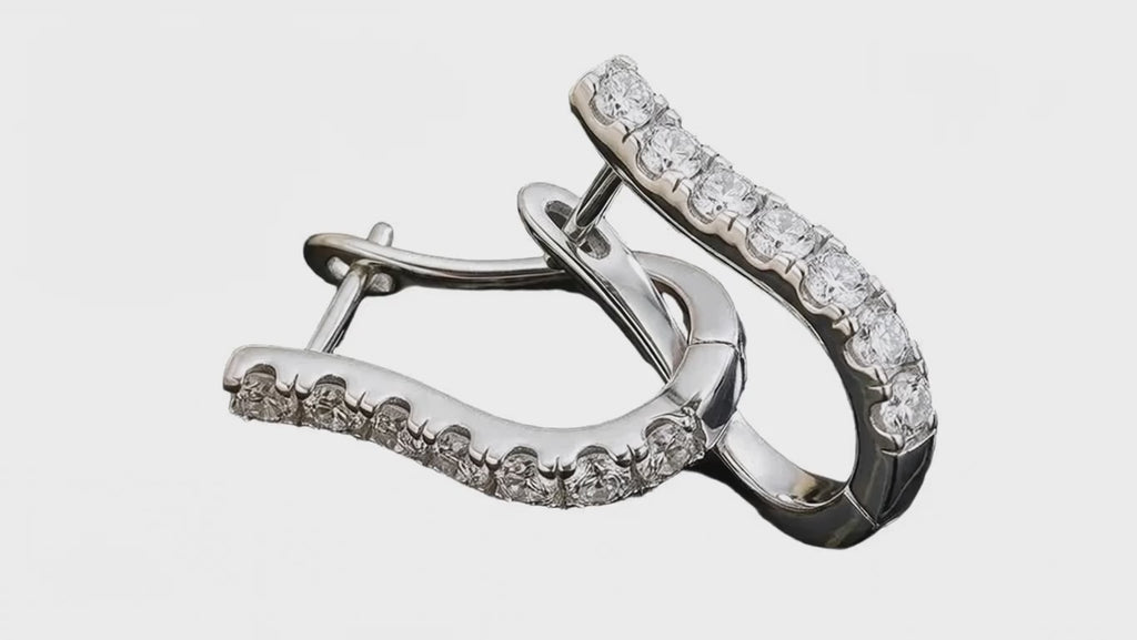 Silver-Tone Wave Huggie Earrings, Clear Rhinestone Pave – product video