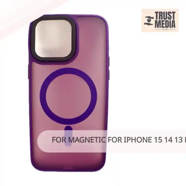 For Magnetic For iPhone 15 14 13 Pro Max Plus Hard PC Bumper Cover Dark Purple by@Outfy