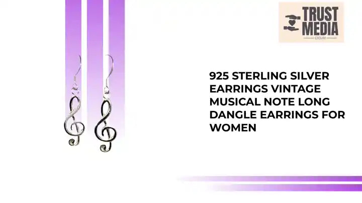 925 sterling silver earrings Vintage Musical Note Long Dangle Earrings For Women by@Outfy