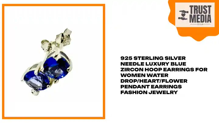 925 Sterling Silver Needle Luxury Blue Zircon Hoop Earrings for Women Water Drop/Heart/Flower Pendant Earrings Fashion Jewelry by@Outfy