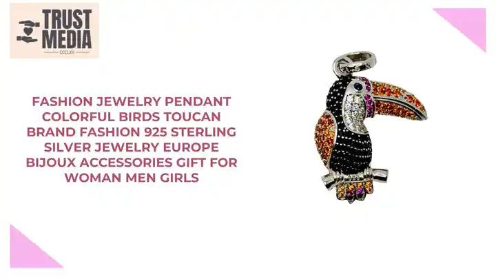Fashion Jewelry Pendant Colorful Birds Toucan Brand Fashion 925 Sterling Silver Jewelry Europe Bijoux Accessories Gift For Woman Men Girls by@Outfy