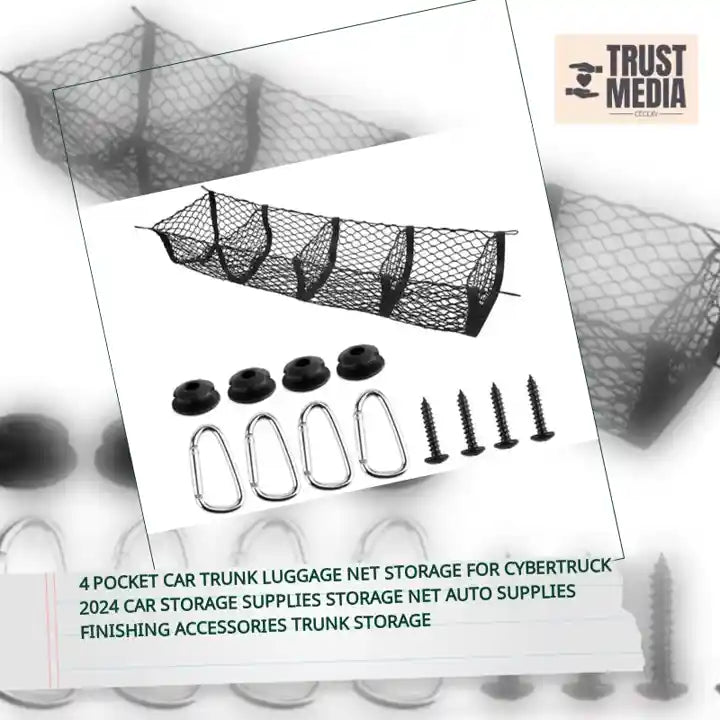 4 Pocket Car Trunk Luggage Net Storage For Cybertruck 2024 Car Storage Supplies Storage Net Auto Supplies Finishing Accessories Trunk Storage by@Outfy