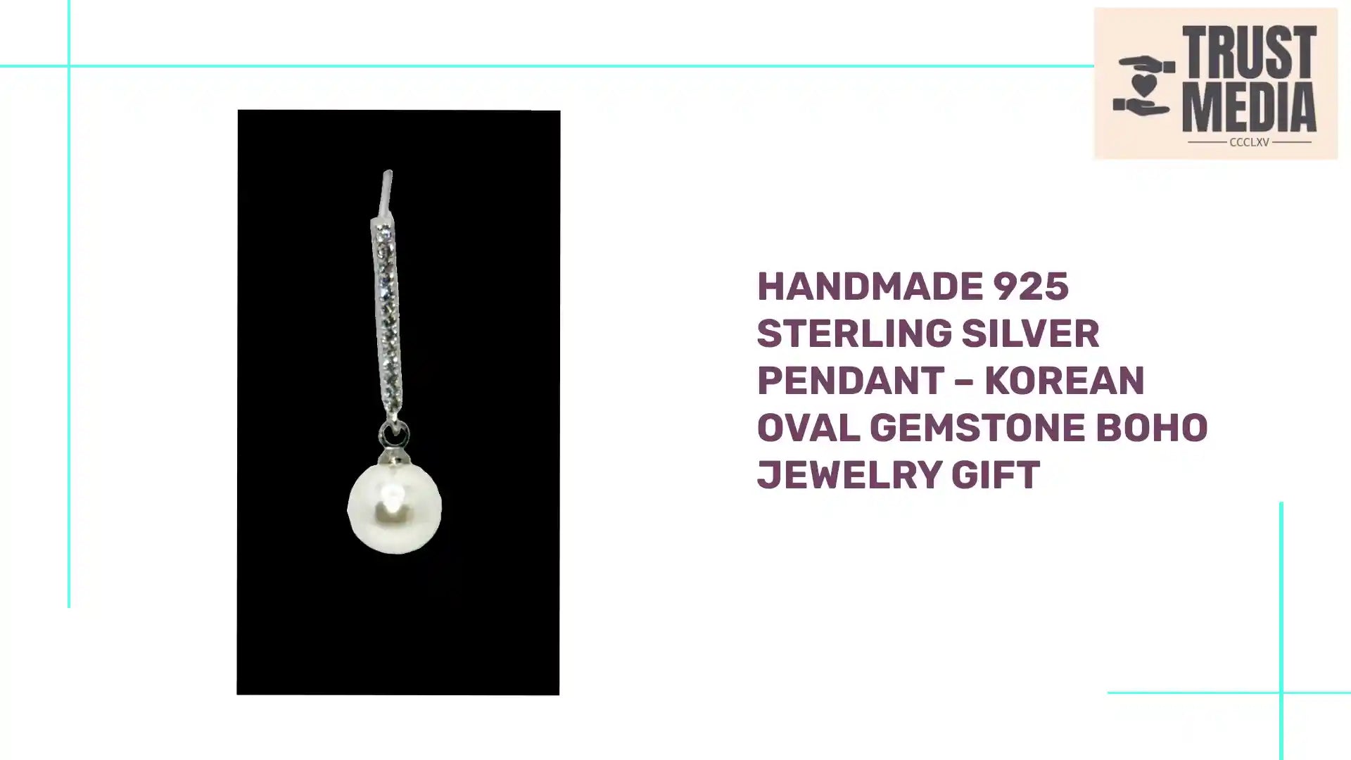Handmade 925 Sterling Silver Pendant &ndash; Korean Oval Gemstone Boho Jewelry Gift by@Outfy