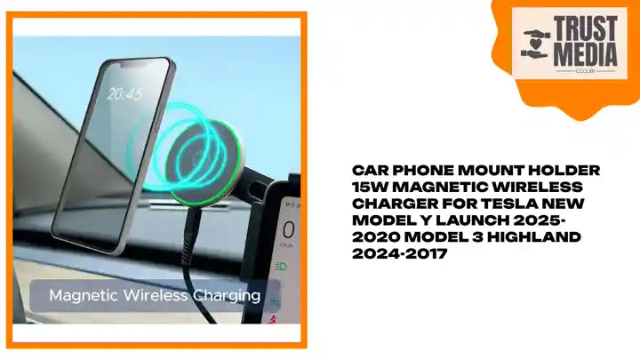 Car Phone Mount Holder 15W Magnetic Wireless Charger for Tesla New Model Y Launch 2025-2020 Model 3 Highland 2024-2017 by@Outfy
