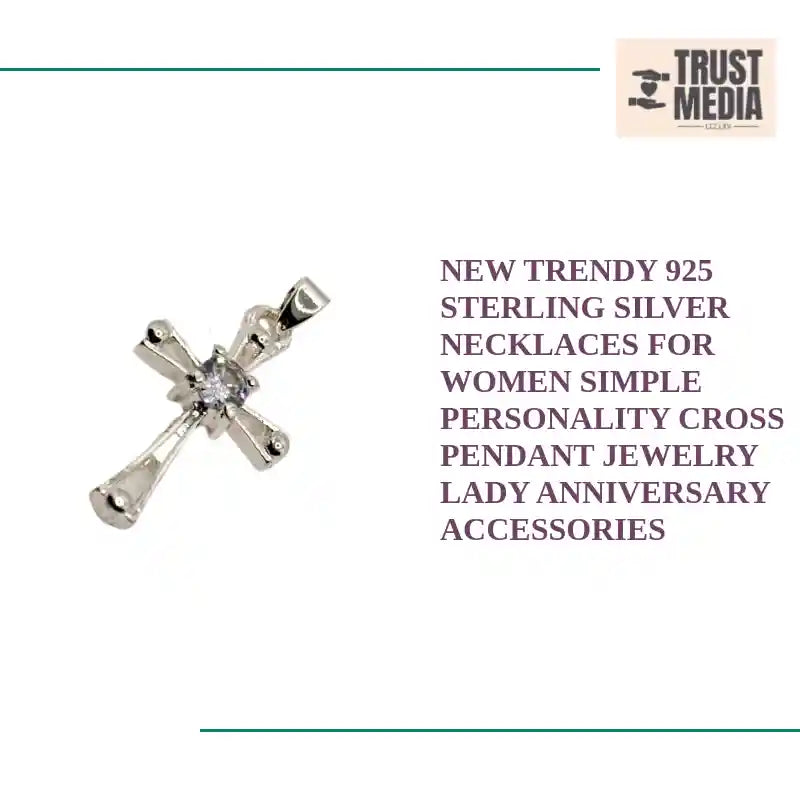 New Trendy 925 Sterling Silver Necklaces For Women Simple Personality Cross Pendant Jewelry Lady Anniversary Accessories by@Outfy