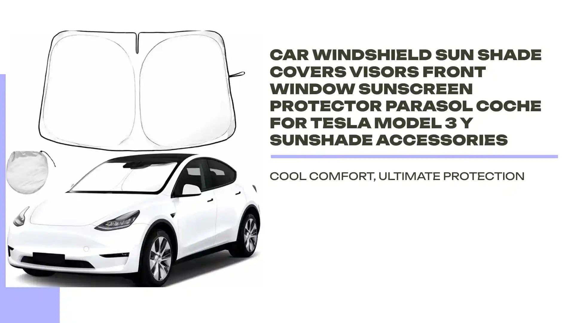 Car Windshield Sun Shade Covers Visors Front Window Sunscreen Protector Parasol Coche For Tesla Model 3 Y Sunshade Accessories by@Outfy