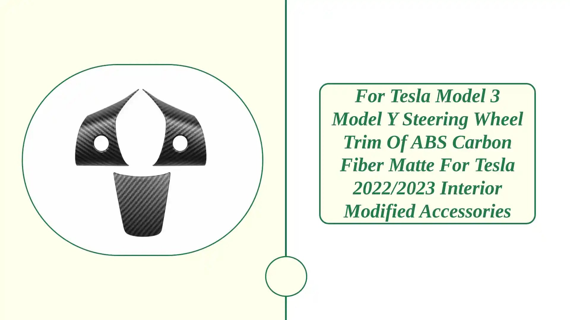 For Tesla Model 3 Model Y Steering Wheel Trim Of ABS Carbon Fiber Matte For Tesla 2022/2023 Interior Modified Accessories by@Outfy