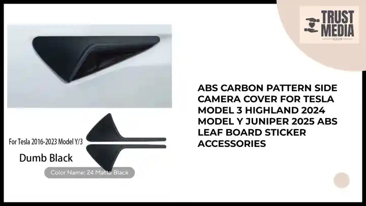 ABS Carbon Pattern Side Camera Cover For Tesla Model 3 Highland 2024 Model Y Juniper 2025 ABS Leaf Board Sticker Accessories by@Outfy