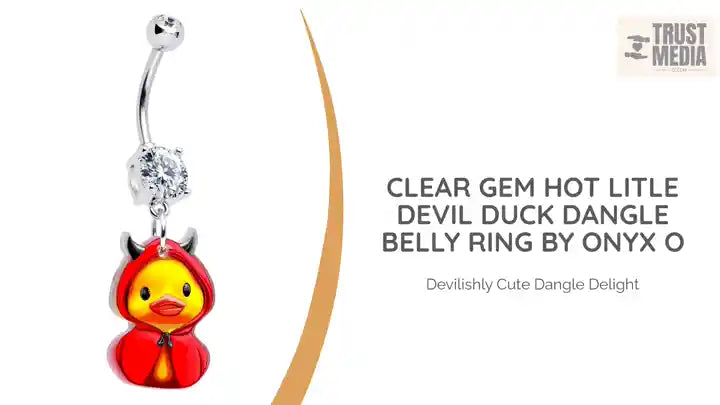 Clear Gem Hot Litle Devil Duck Dangle Belly Ring by Onyx O by@Outfy