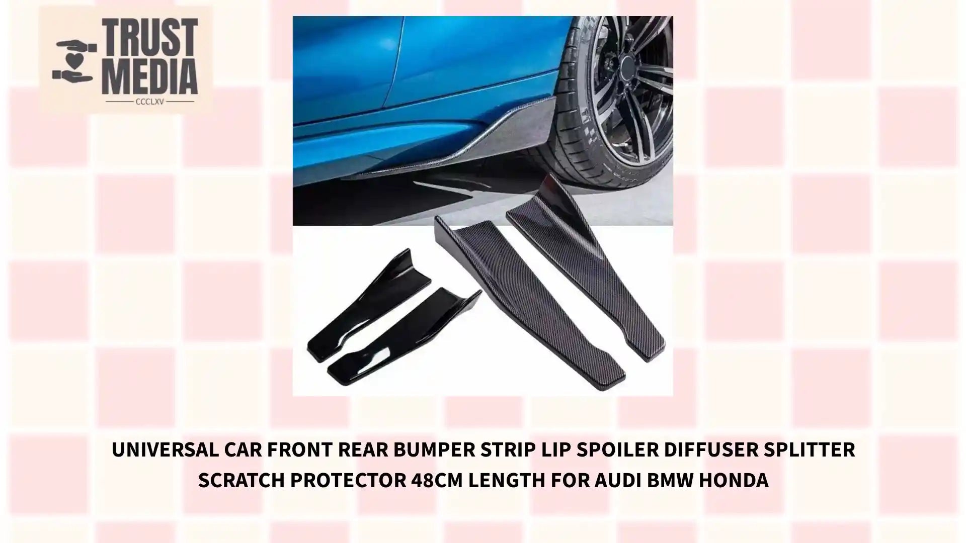 Universal Car Front Rear Bumper Strip Lip Spoiler Diffuser Splitter Scratch Protector 48CM Length For Audi BMW HONDA by@Outfy
