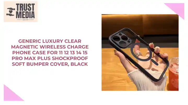 Generic Luxury Clear Magnetic Wireless Charge Phone Case for 11 12 13 14 15 Pro MAX Plus Shockproof Soft Bumper Cover, Black by@Outfy
