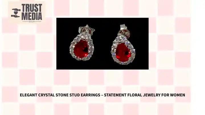 Elegant Crystal Stone Stud Earrings &ndash; Statement Floral Jewelry for Women by@Outfy