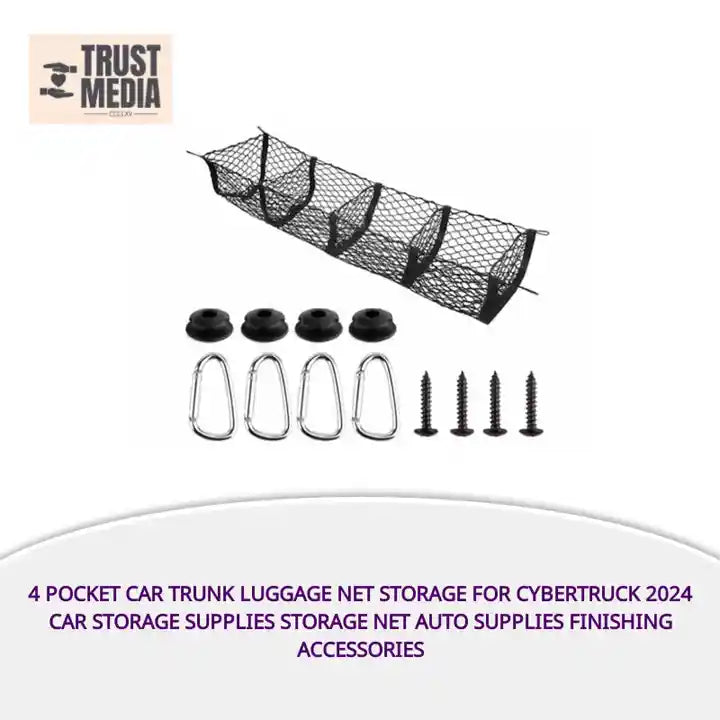4 Pocket Car Trunk Luggage Net Storage For Cybertruck 2024 Car Storage Supplies Storage Net Auto Supplies Finishing Accessories by@Outfy