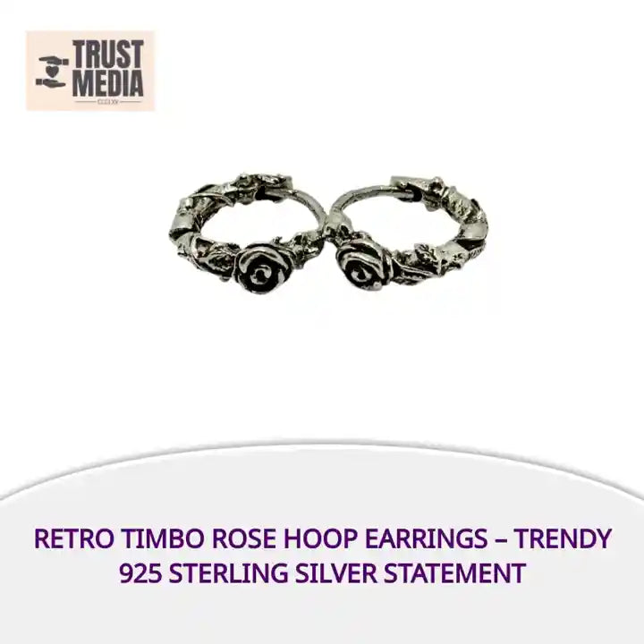 Retro Timbo Rose Hoop Earrings &ndash; Trendy 925 Sterling Silver Statement by@Outfy